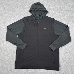 Travis Mathew Hooded Hybrid Golf Jacket Mens XL Black Gray Full Zip Insulated